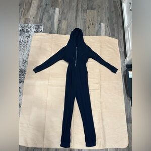 Navy Blue Hooded Jumpsuit